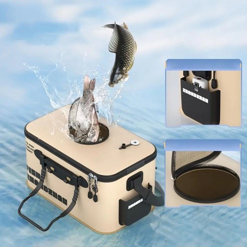 Folding live fish bucket - live, eva