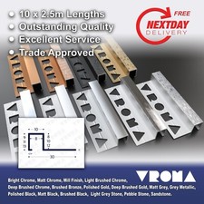 10X TILE TRIM SQUARE EDGE BOX SHAPE - ALUMINIUM - VROMA HEAVY DUTY - BOX of 10