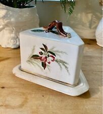 Large Antique Victorian Floral Cheese Dish Farmhouse Kitchen Cottage Core