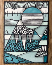 Original Aceo Abstract  Mountain  Miniature pen picture