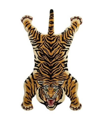 Hand tufted 5x8 angry - , tiger