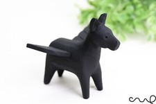 Handmade Wooden Black Angel Horse Hand-carved Horse Ornament Black Horse Wings