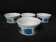 Pillivuyt France, Set of Four White & Blue Floral Ramekins *9cm Diameter