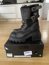 CURIOSITE 2363 Size UK 7 Calf Boots Biker Stomper Emo Goth Grunge Black Leather