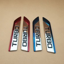 1Pair Metal 3D Turbo Side Wing Badge Chrome Fender Sport Emblem Sticker