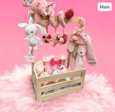 New packed full Baby Girl And Parents Designer Wooden Crate Baby Shower New Baby