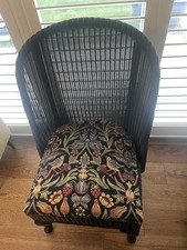 Lloyd Loom Mid Century Chair. Black Paint, William Morris Style Fabric. Chic!!