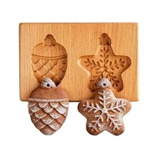 Christmas Wooden Cookie Mold Carved Shortbread Cookie Mold Wooden Mold