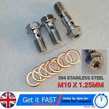 Motorcycle S/Steel Banjo Bolts 10mm M10 x 1.25 Brake Caliper Master Cylinder