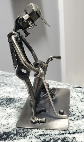 Metal golfer art sculpture - art,