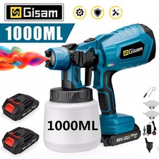 2 Battery Cordless Paint Sprayer Fence Wall Airless 21V HVLP Spray Gun UK Stock