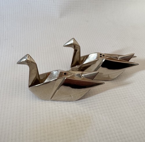 Vintage chrome origami swan - vintage,