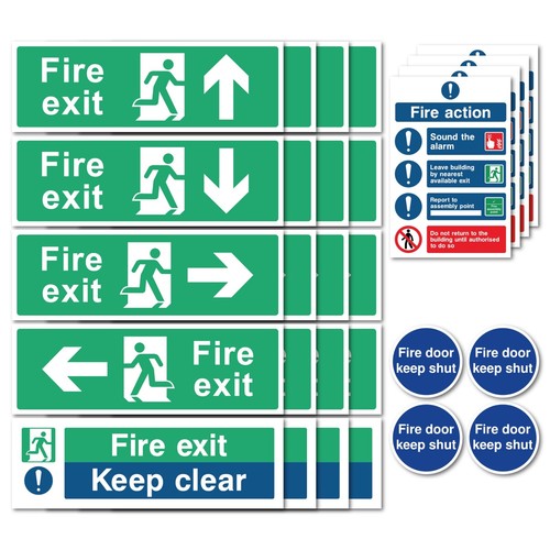 Fire exit signs multi pack - fire,