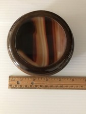 Vintage Brazilian Mahogany Trinket Box w/ Onyx Inlay