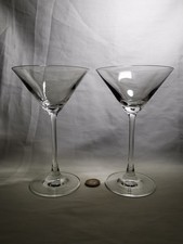 Art Deco Style Classic Cocktail Glasses Glass Pair Large Tall x 2 Manhattan VGC