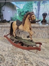 Antique Vintage Hand Carved Wood Rocking Horse 23” X 20” High Rare