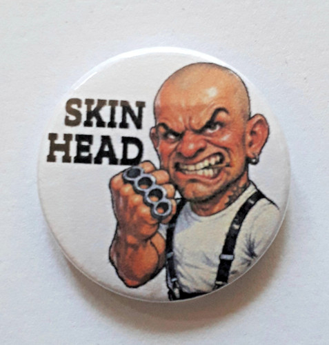25mm badge skinhead with - badge,