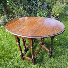 Small Antique Oak Drop Leaf Dining Table