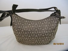 Tommy Hilfiger Bag small fabric leather trim Brown beige  medium  Used 