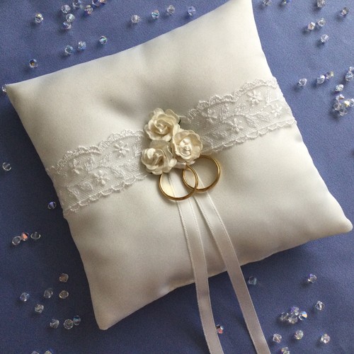 Pale ivory satin lace rose - pale,