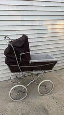 Vintage brown baby carriage - vintage,