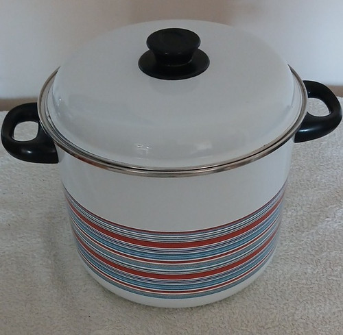 Vintage enamel round casserole - enamel,