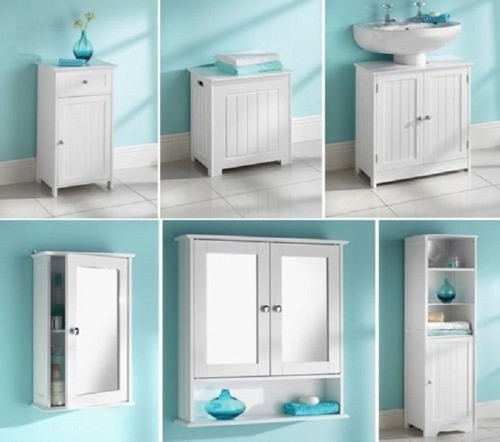 White wooden bathroom units - wooden,