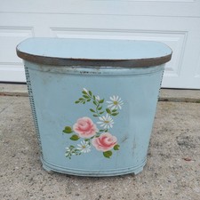 Vintage Tole Metal Wicker Blue