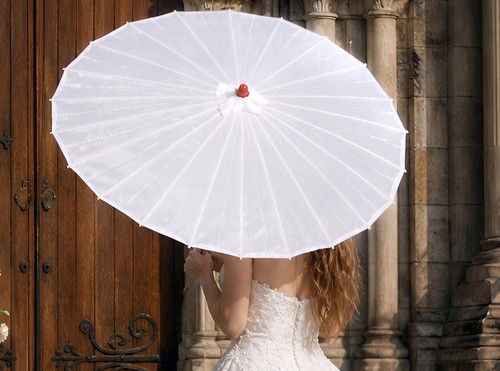 Pure white parasol 82cm - parasol,
