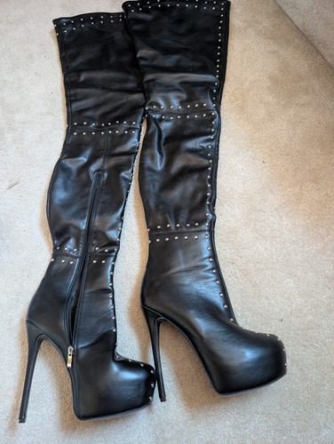 Black leather high - leather, thigh