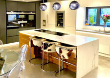 £2200 BESPOKE COUNTER BAR STOOLS BRUSHED STEEL CHAIRS LEATHER COWHIDE (GAUCHO)