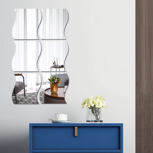 Glass mirror tiles wall - mirror,