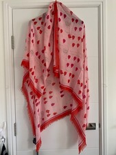 Extra Large Alexander McQueen Wool Blend Skull Heart & Petal Pink Red Scarf BNWT