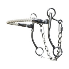 Stainless steel Western hackamore bit w/rope nose, 7" shanks