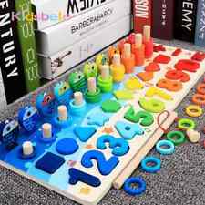 Kids Montessori Math Toys - Educational Wooden Puzzle & Fishing Game for Toddler
