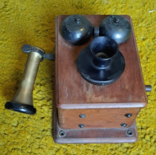 Early vintage wooden telephone