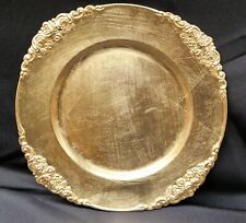 12  Baroque Antique All Gold Decorative Rim Charger Plates - Elegant Tableware