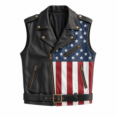 Men genuine leather usa flag - genuine,