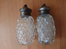 Preece & Willicombe 1935 Sterling Silver & Cut Glass Salt & Pepper Cruet Set