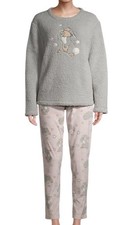 Disney Thumper Gray Ladies 2 Piece Pajamas Sleepwear Plush PJ Set Size Medium