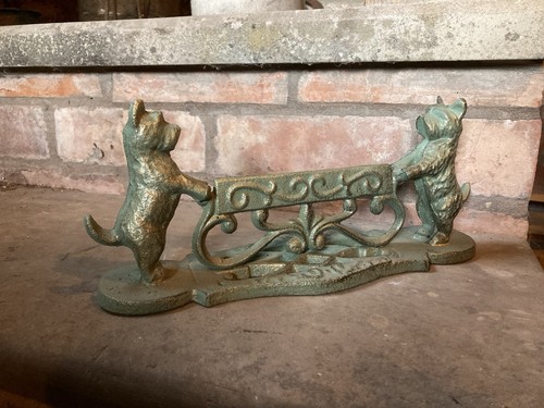 Green cast iron terrier dog - green,