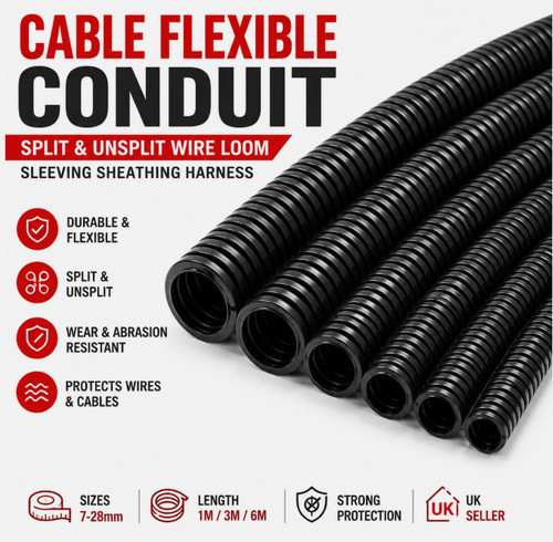Flexible cable conduit split - cable, &
