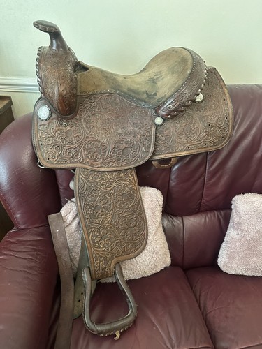 Western show saddle usa brown - saddle,
