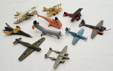 Job Lot Of Vintage Diecast Aircraft & Helicopters x 10 - Cragstan Zylmex Lintoy