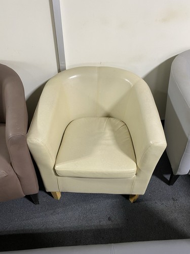 Cream faux leather armchair - leather,