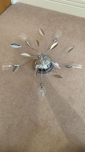 Vintage chrome light floral - vintage, 5-light