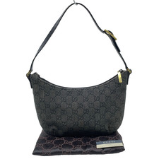 Auth Gucci GG Canvas Leather Black 32160 Handbag W/Dustbag NS090109