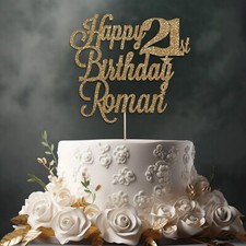 Cake Topper Personalised Happy Birthday Any Age Any Name 40th 50th 60th 70th