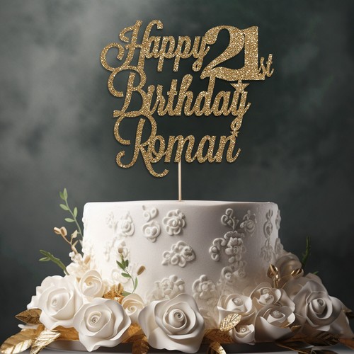 Cake topper personalised happy - cake,