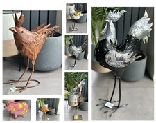 Bright Colourful Metal Bird Garden Ornament Sculpture Friendly Bird Hand painted